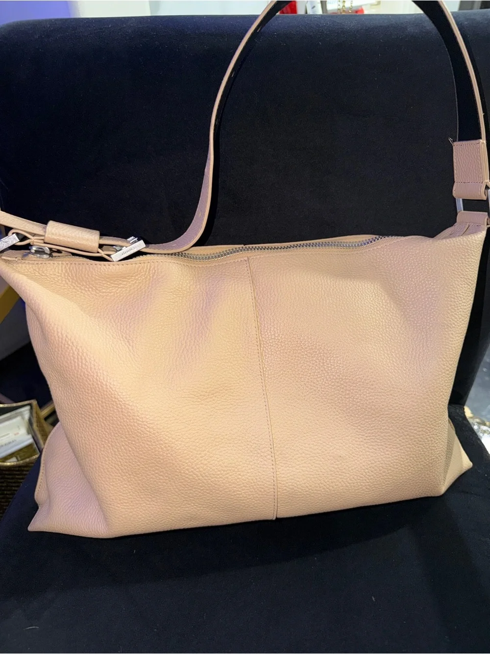 AllSaints Beige/Tan Pebbled Leather Hobo Bag